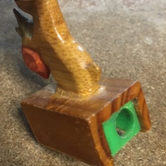 VTG Hand Carved Hand Painted Wooden Rabbit Pencil Sharpener 2.25"H - Picture 9 of 12